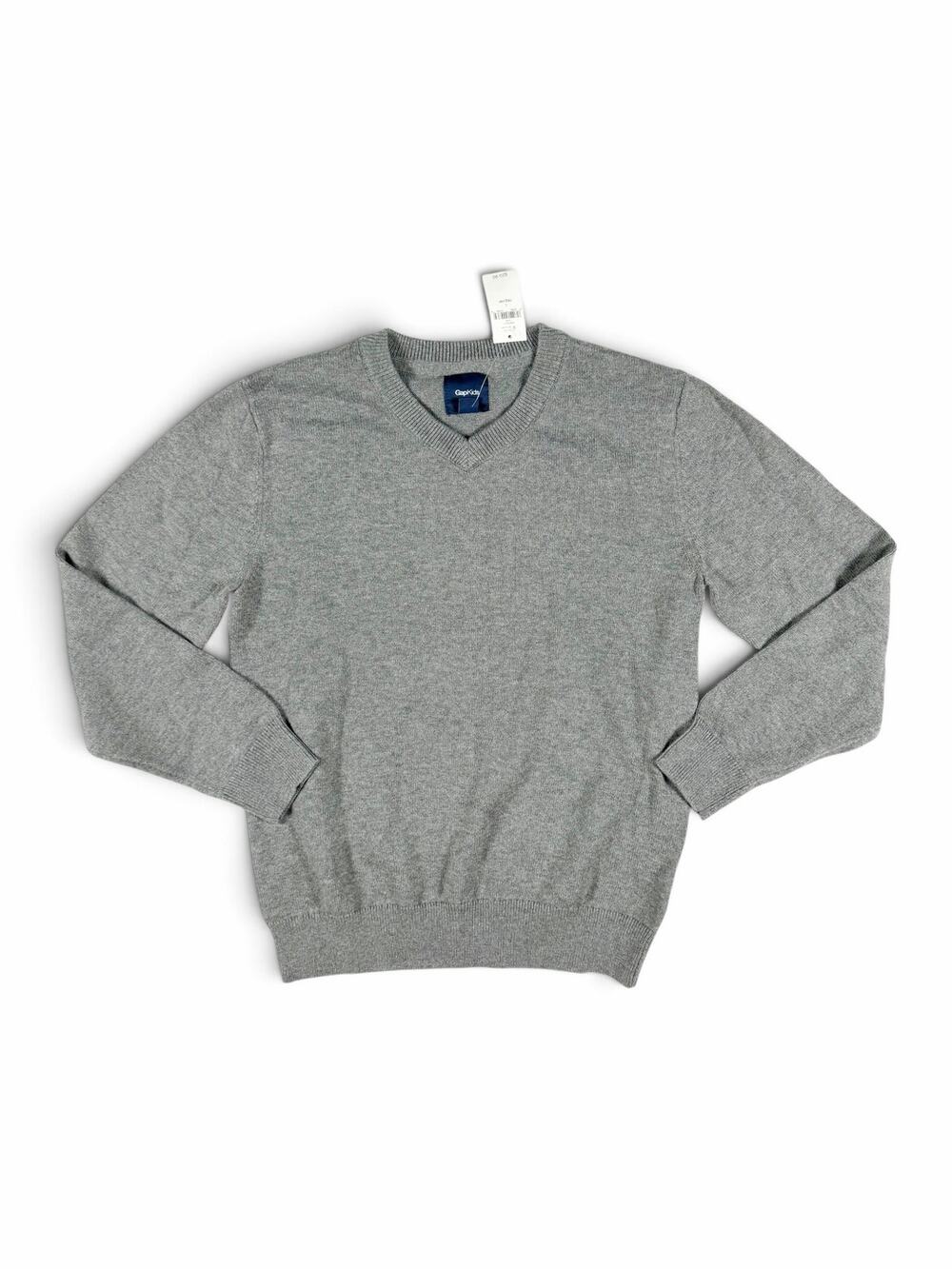 NEW Gap Kids Solid V Neck Sweater Gray Boys Large 10